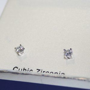 NWT Silver and CZ stud earrings in box